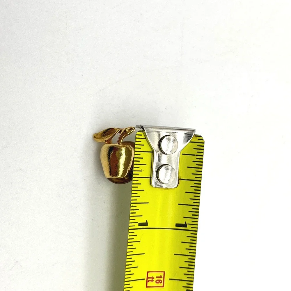 Vintage Gold Tone Apple Lapel Pin Teacher Gift Fruit Accessory Tiny Tie Tack